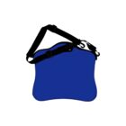 A blue, contoured laptop shoulder bag with black adjustable straps. The bag appears to be made of neoprene or a similar material. It features a curved shape and minimalistic design against a plain white background.