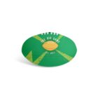 Green football with a yellow stripe design and the text The Big Game and Official Ball on it. The football has white laces and a textured appearance.