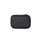 A black, rectangular zippered case is centered against a white background. The case appears to be compact and suitable for storing small items.