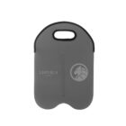 Gray neoprene case with a handle, featuring a circular emblem of a stylized lion head on the right side and the text LIONICA STUDIOS on the left. The case has a sleek, smooth design and appears to be protective.