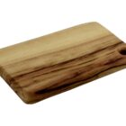 Rectangular wooden cutting board with smooth edges and a natural grain pattern.