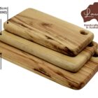Three wooden cheese boards of varying sizes stacked on top of each other, with dimensions labeled: 25cm, 28cm, and 30cm. The words Lawson Cheese Boards and Handcrafted in Australia appear in the top right corner.