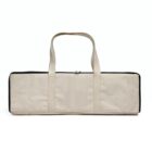 A beige rectangular fabric bag with two handles and a zipper closure. The bag is placed on a plain white background.
