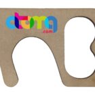 A brown, key-shaped tool with a colorful logo that reads atona.com. The tool includes a hook and a hole, often used for touching surfaces without direct contact.