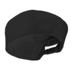 A black Leith Chefs Caps hat with elastic back shown on a white background.