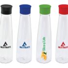 Four transparent bottles with black, blue, green, and red caps are shown. The two on the left have Ability Projects logos, the green one says Slice of Life with an orange slice graphic, and the rightmost bottle also has the Ability Projects logo.