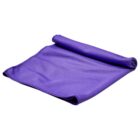 Purple microfiber cloth rolled on one end, displayed on a white background.