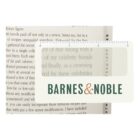 A rectangular magnifier with the Barnes & Noble logo rests on an open book, enlarging part of the text beneath it. The magnifier has a clear lens with measurement markings along the top edge.