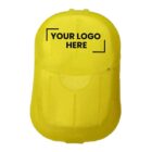 Bright yellow pod-shaped object with a designated space labeled Your Logo Here on the top side, indicating the option for customization.