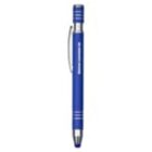 Blue mechanical pencil with a metallic clip and grip. It has a silver tip and accents, featuring a slender, modern design.