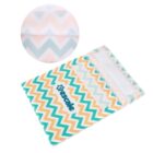 A flat, foldable bag with a zigzag pattern in pastel colors, including light orange, teal, and white. The bag is branded with Egosole in blue text. A close-up circle shows the fabric texture.