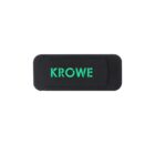 A black rectangular webcam cover with the word KROWE printed in turquoise on the front. The cover is designed to slide open and closed, providing privacy for webcams.