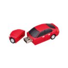 Red car-shaped USB flash drive with removable front section to expose the USB connector. The rest of the car body forms the main part of the USB stick.