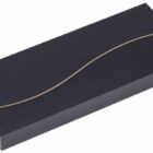 A sleek black rectangular box with a minimalist design featuring a thin, wavy line across the top.