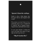A black tag with white text reads: Sprout it from the rooftops. Ready to dig a little deeper into the fresh flavour and fragrant herb world? We promise you don’t have to be a gardening guru. Dig It Garden Box.