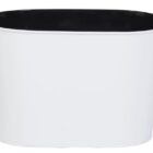 A large, white, oval-shaped metal tub with two black handles on the sides. The inside of the tub is black. The tub is placed against a plain white background.