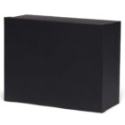 A large, solid black foam block with a rectangular shape and smooth surface, standing upright against a white background.