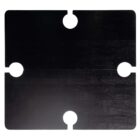 A black, flat rectangular panel with four rounded cutouts on each side. There is a horizontal seam line across the middle, dividing the panel into two matched sections. The surface appears smooth with a subtle texture.