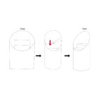 A three-step illustration showing how to open a tubular case. Step 1: Align top with base to close. Step 2: Push down on the top to unlock, indicated by a red arrow. Step 3: Slide open the top to reveal the inside.