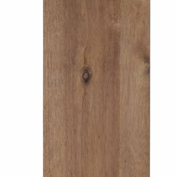 A rectangular wooden cutting board with a handle and a loop for hanging. The natural wood grain is visible, featuring a few knots.