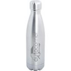A silver stainless steel bottle with a screw-on lid, featuring the logo autocorner in gray lettering vertically along the side.