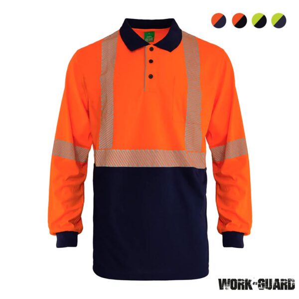 Workguard Recycled Hi Vis Long Sleeve DayandNight Polo