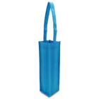 A tall, rectangular blue tote bag with two long handles, designed for carrying bottles. The bag is made of non-woven material and has a simple, structured design.