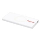 White, rectangular wireless charging pad with Opticenter in red on the top. The pad has a subtle circular design in the center for device placement.