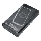 Black box with a white outlined illustration of a smartphone, labeled Wireless Charging Dock and Power Bank. Text on the side reads Made in China for PB. The box is slightly angled on a white background.