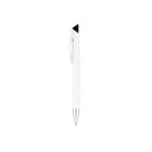 A sleek, modern white pen with a black accent on the clip and a metallic tip, isolated on a white background.