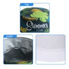 Blue insulated lunch bag, tropical design, labeled Summer Club, with white interior.