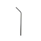 A single reusable metal straw with a slight bend near the top, isolated on a white background.