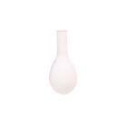 A simple white ceramic vase with a narrow neck and a rounded base, centered against a plain white background.