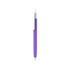 A retractable ballpoint pen with a purple barrel and a white clip and clicker, centered on a white background.