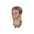 A cartoonish plush figure of a basketball player wearing a yellow jersey with LAKERS and the number 8. The player has short hair, blue wristbands, and a determined expression. The figure is standing on a white background.