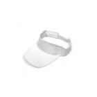 White visor cap with an adjustable band, isolated on a white background.