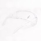 Clear safety glasses on a white background.