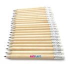 A row of sharpened wooden pencils with erasers, aligned neatly on a white surface. The logo kidSPLACE is visible in the center.
