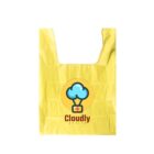 A yellow bag displaying a logo with a cloud and a stethoscope forming a heart shape, and the word Cloudly with Health below it. The design is centered on the bag against a white background.