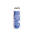 A pair of blue socks in transparent plastic packaging with the text Standard packaging above it.