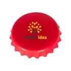Red bottle cap with the words People idea in yellow and red text, featuring a tree-like logo in yellow above the words.