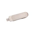 A silver USB flash drive with a Micro USB connector on a white background. The drive has a sleek, smooth design with rounded edges.