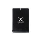 A black game console with a white X Games Studio logo on the front. The console has a clamshell design and is shown closed against a white background.