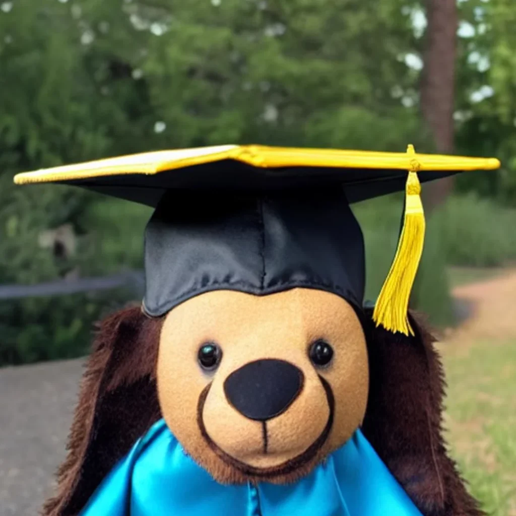teddy bear with a graduation cap