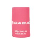 Pink drink cooler with the logo CABAC in white. The text below reads cabac.com.au and cabac.co.nz in white.