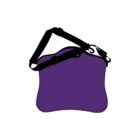 A purple neoprene tablet sleeve with adjustable black straps, designed for portability and protection. The curved shape adds a stylish touch, and the secure edges ensure the device stays safe during transport.