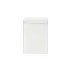 Rectangular white metal container with a matching lid, viewed from the front against a plain white background.