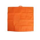 An orange garment bag with a top handle, featuring a fold-over flap design. The bag is laid flat against a white background.