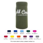 A green bottle cooler with the text Gold Coast Homewares on it. Below are color swatches with names and PMS codes: Navy Blue 282 C, Royal Blue 286 C, Light Blue 284 C, Green 3308 C, Pink Magenta C, Red PCM 200 C, Yellow C, Orange 021 C, Maroon 506 C, Purple 266 C, Grey Cool Gray 8 C.