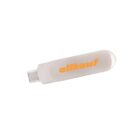 A white USB flash drive with the text allkauf in orange lettering on its surface.